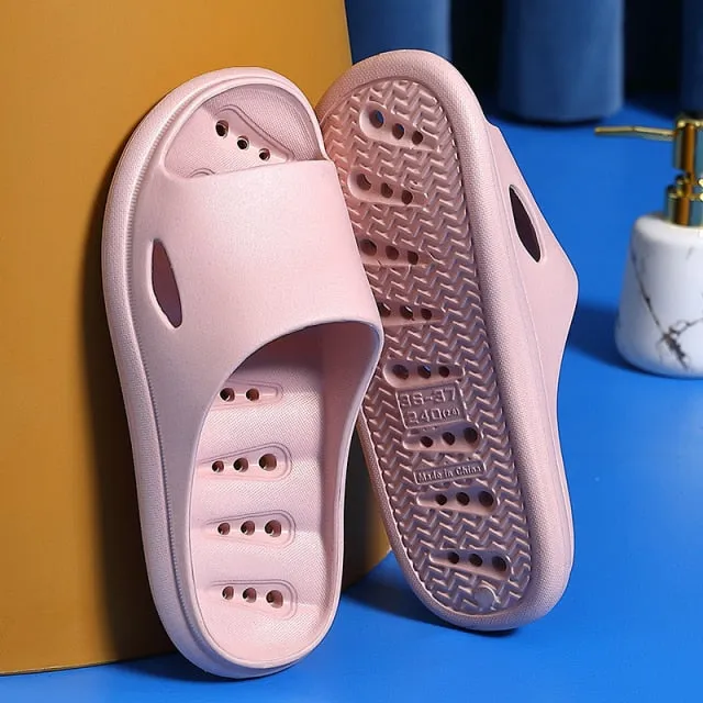 Yeknu Home Slippers Summer Thick Platform Woman Sandals Indoor Bathroom Anti-slip Slides Ladies Men&#39;s Shoes Mules Dropshipping