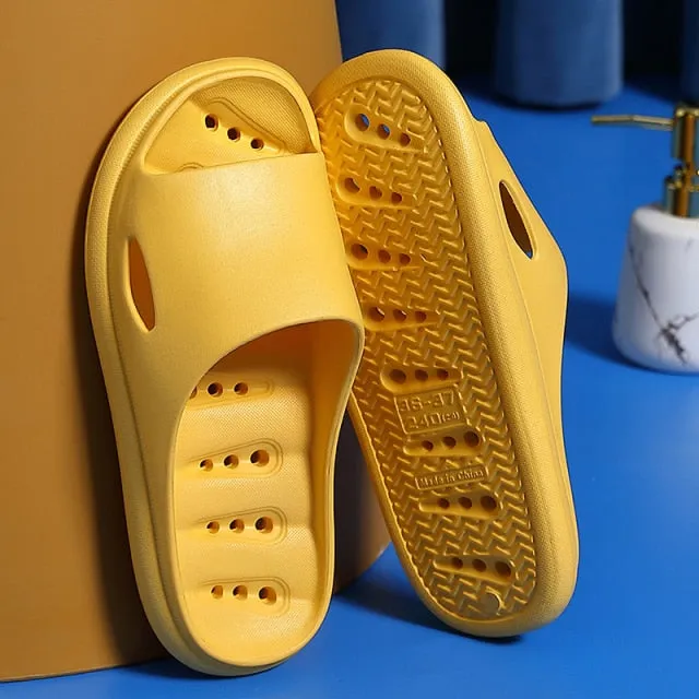 Yeknu Home Slippers Summer Thick Platform Woman Sandals Indoor Bathroom Anti-slip Slides Ladies Men&#39;s Shoes Mules Dropshipping