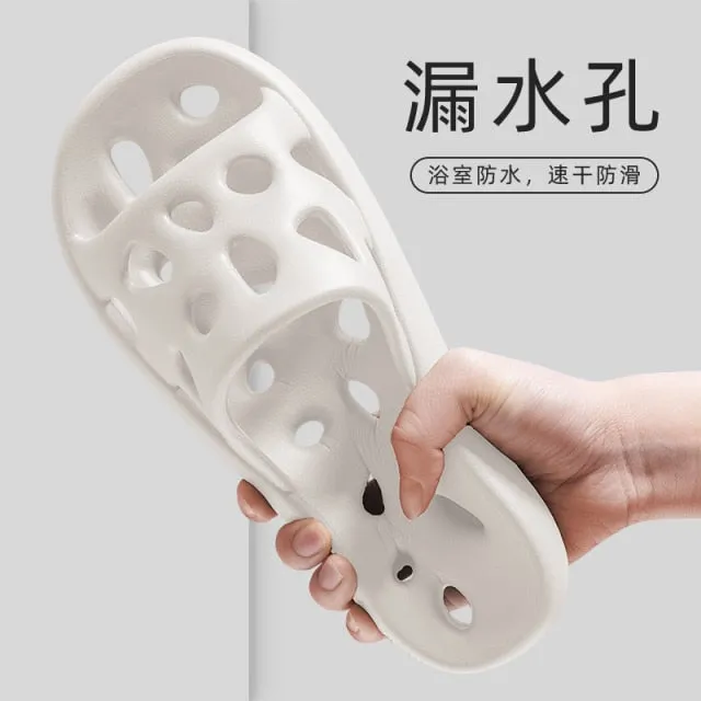 Yeknu Home Slippers Summer Thick Platform Woman Sandals Indoor Bathroom Anti-slip Slides Ladies Men&#39;s Shoes Mules Dropshipping