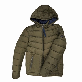 Yes Zee giubbotto trapuntato con cappuccio da ragazzo J838/QFJJ 0905 verde militare gear up Windproof Technology