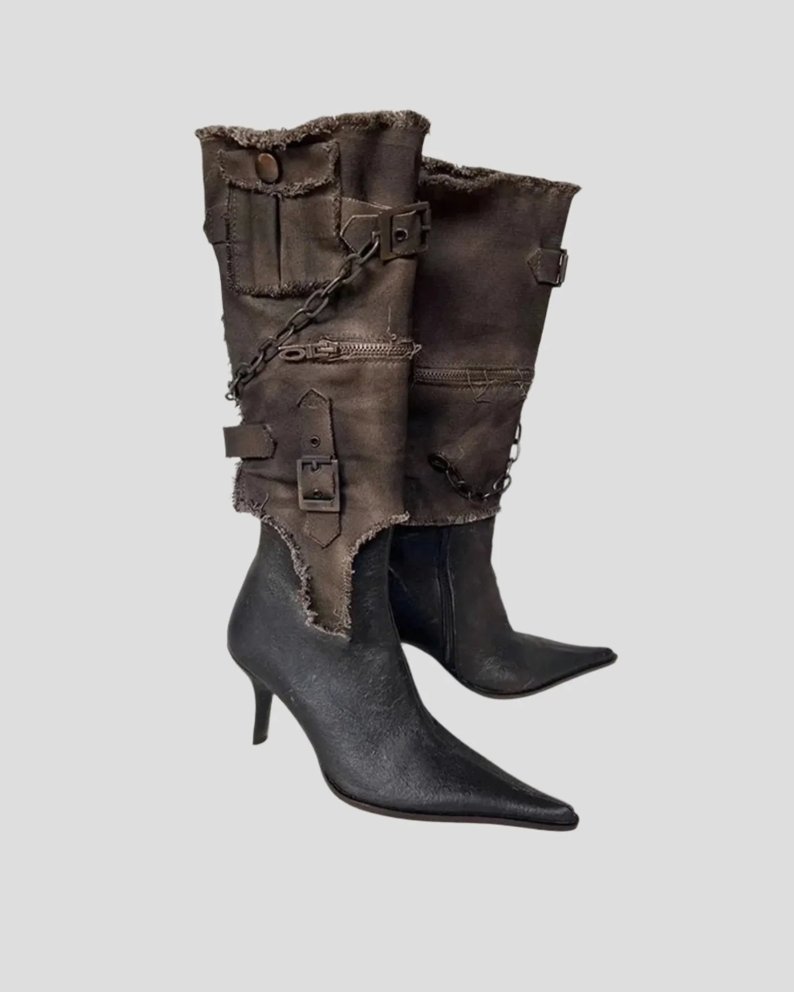Zayd Detachable Cowboy Knee High Boots